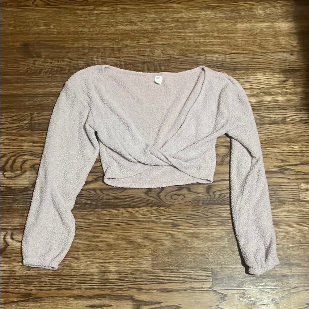 Gilly Hicks Gray Wrap Crop Blouse
